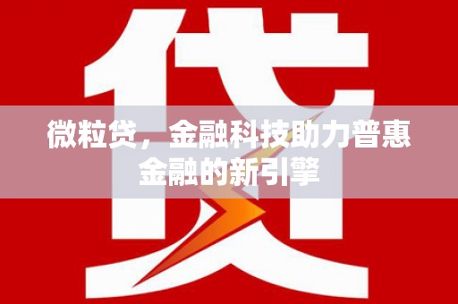 桐乡微粒贷，金融科技助力普惠金融的新引擎