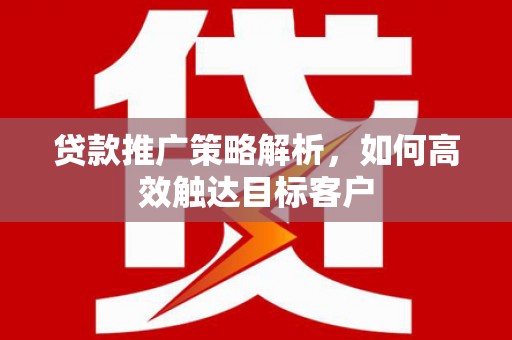 桐乡贷款推广策略解析，如何高效触达目标客户