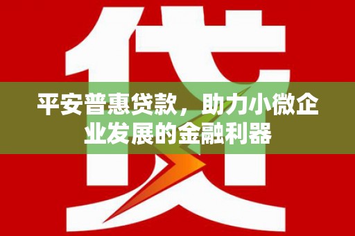 桐乡平安普惠贷款，助力小微企业发展的金融利器