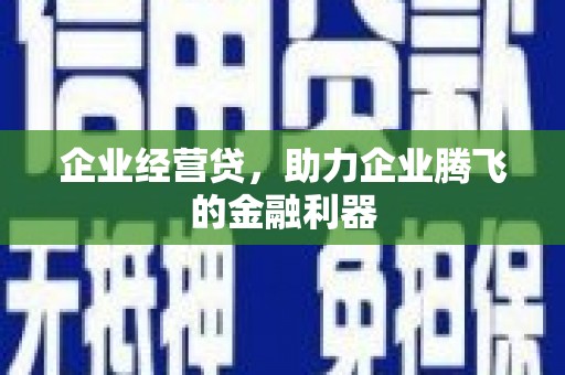 桐乡企业经营贷，助力企业腾飞的金融利器