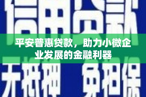 桐乡平安普惠贷款，助力小微企业发展的金融利器