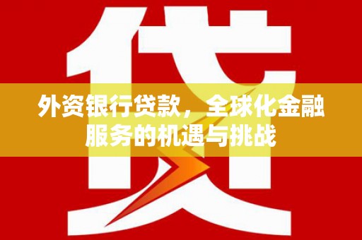 桐乡外资银行贷款，全球化金融服务的机遇与挑战